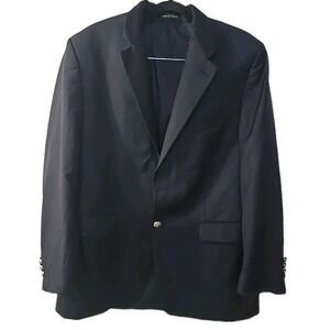 Lauren Ralph Lauren Solid Dark Navy All Wool Gold Button Sports Coat Blazer 42R